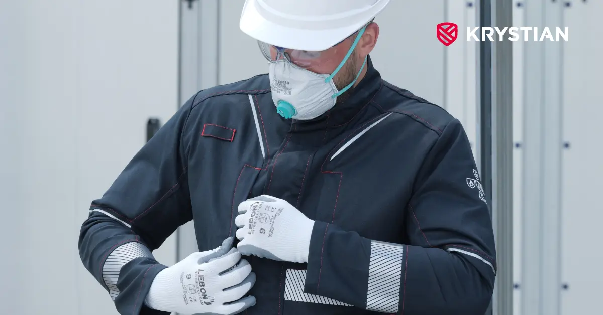 Pracownik w odzieży ochronnej – ilustracja do artykułu o rozporządzeniu GPSR.